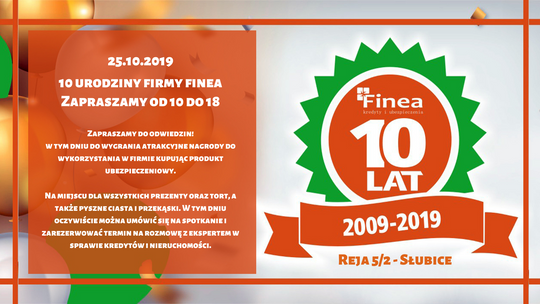 FINEA Kredyty Ubezpieczenia świętuje 10-lecie i zaprasza na urodziny