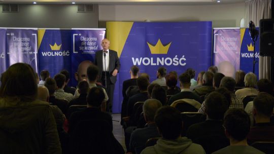 Janusz Korwin-Mikke po spotkaniu w Słubicach.