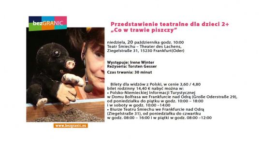 Mamy dla Was bilet rodzinny na spektakl „Co w trawie piszczy” Mamy dla Was bilet rodzinny na spektakl „Co w trawie piszczy”