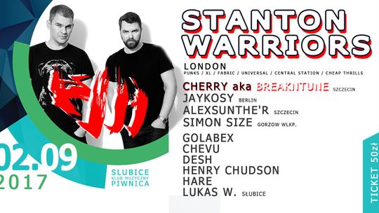 MAMY DLA WAS DARMOWE WEJSCIÓWKI NA "STANTON WARRIORS" W KLUBIE MUZYCZNYM PIWNICA 