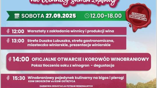 Winobranie na Winnicy Samorządowej w Zaborze - zapowiedź
