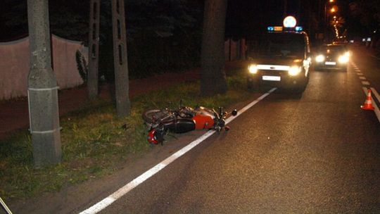 Wypadek z udziałem motorowerzysty