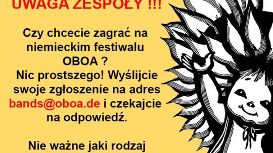 Zagraj na festiwalu OBOA w Niemczech! Zagraj na festiwalu OBOA w Niemczech!