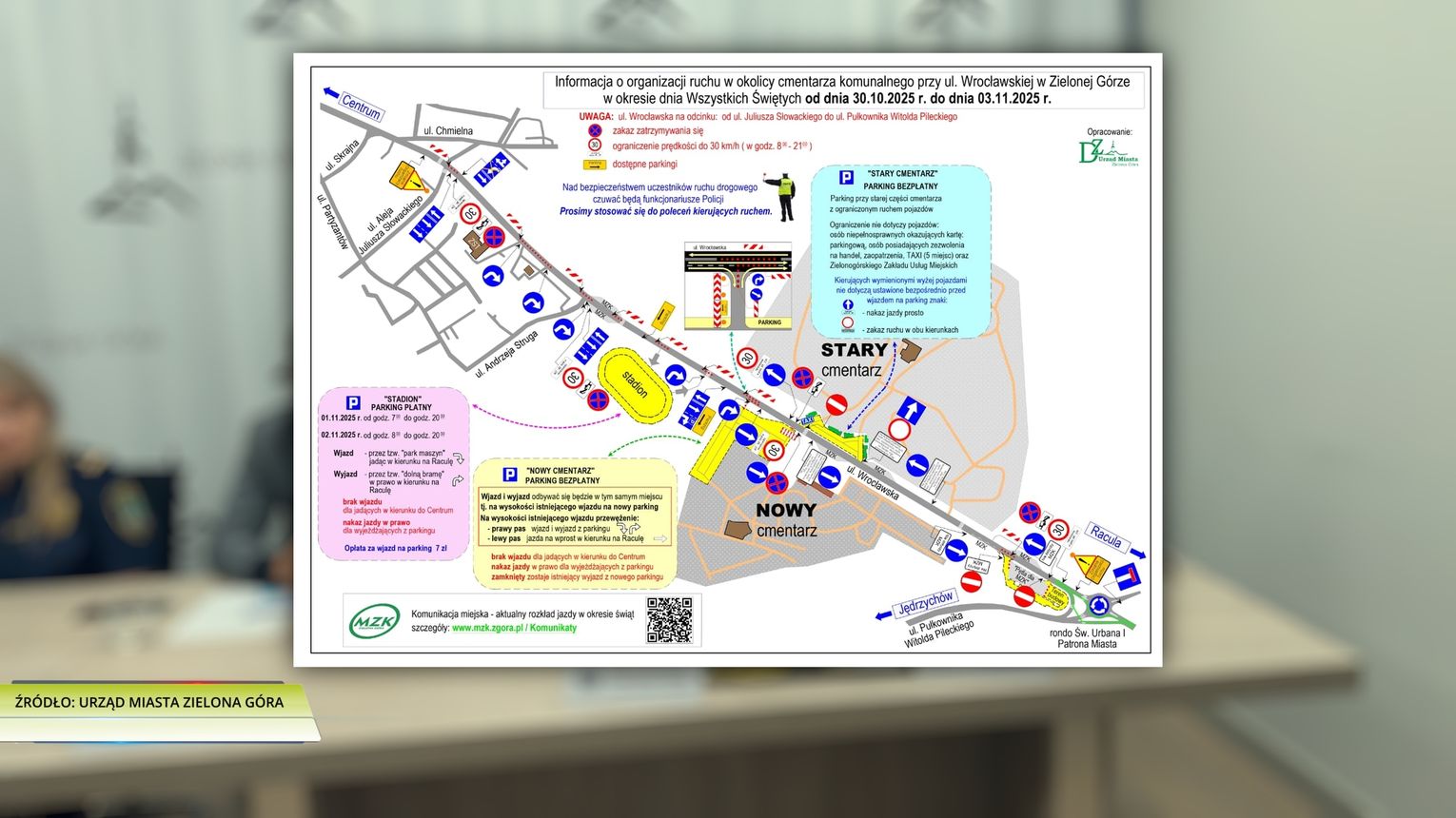 Zmiany w organizacji ruchu na Wszystkich Świętych w Zielonej Górze